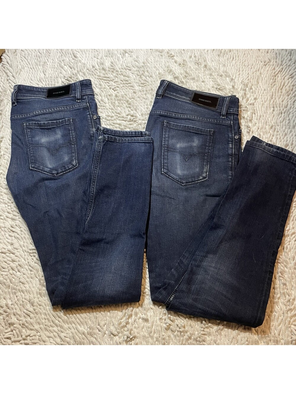 Lot of 2 Diesel Sleenker Jeans Mens 32x32 (Fit 34x31) Blue Slim Skinny Stretch
